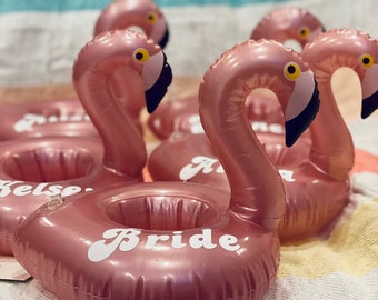 Flamingo Pool Float Drink Holders - Rose Gold - Bachelorette Party, Birthday Party, Last Flamingle Personalized for you!