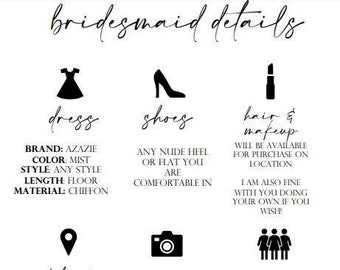 Bridesmaid Proposal Info Details Cards Template download
