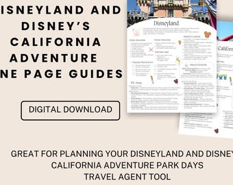 Disneyland and Disney's California Adventure Theme Park One Pagers Digital Download