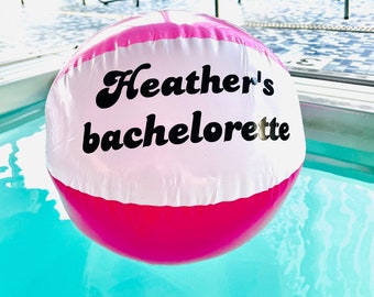 Personalized Pink Pool Party Beach Balls for Bachelorette Party Birthday or Bach