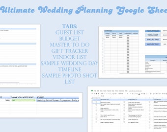 Ultimate Wedding Planning Google Sheet Template