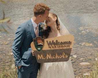 Personalized National Park Family Sign, Rustic Wedding Gift