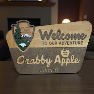 National Park Welcome Sign - family name sign, custom national park sign layered laser cut & engraved, national park wedding sign image 16
