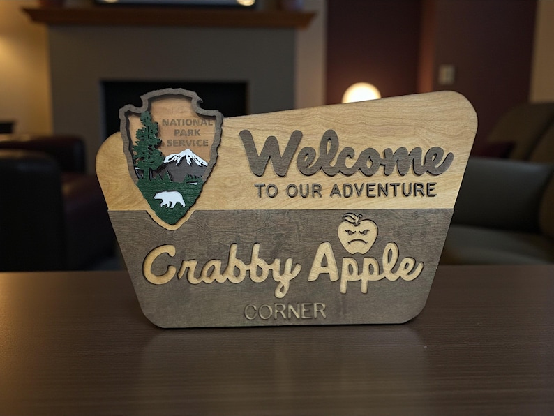 National Park Welcome Sign - family name sign, custom national park sign layered laser cut & engraved, national park wedding sign image 16