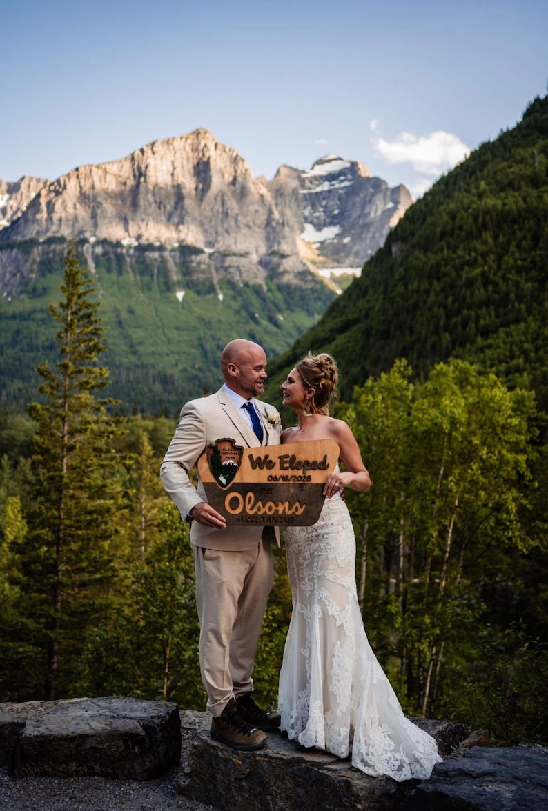 National Park Welcome Sign - family name sign, custom national park sign layered laser cut & engraved, national park wedding sign image 8