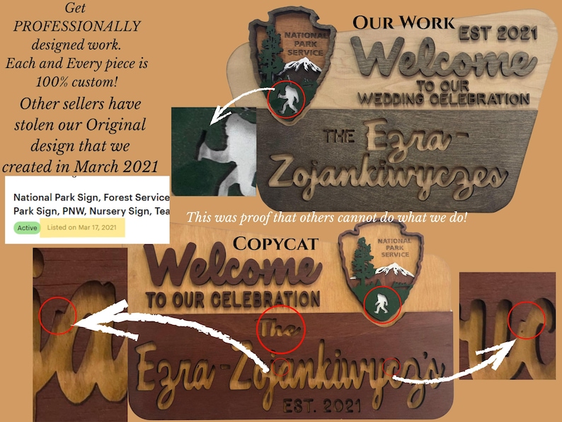 National Park Welcome Sign - family name sign, custom national park sign layered laser cut & engraved, national park wedding sign image 4