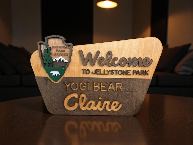 National Park Welcome Sign - family name sign, custom national park sign layered laser cut & engraved, national park wedding sign image 18