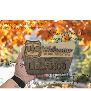 National Park Welcome Sign - family name sign, custom national park sign layered laser cut & engraved, national park wedding sign Nat. Forest 10x6 In