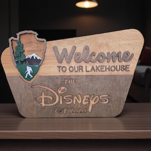 National Park Welcome Sign - family name sign, custom national park sign layered laser cut & engraved, national park wedding sign image 17
