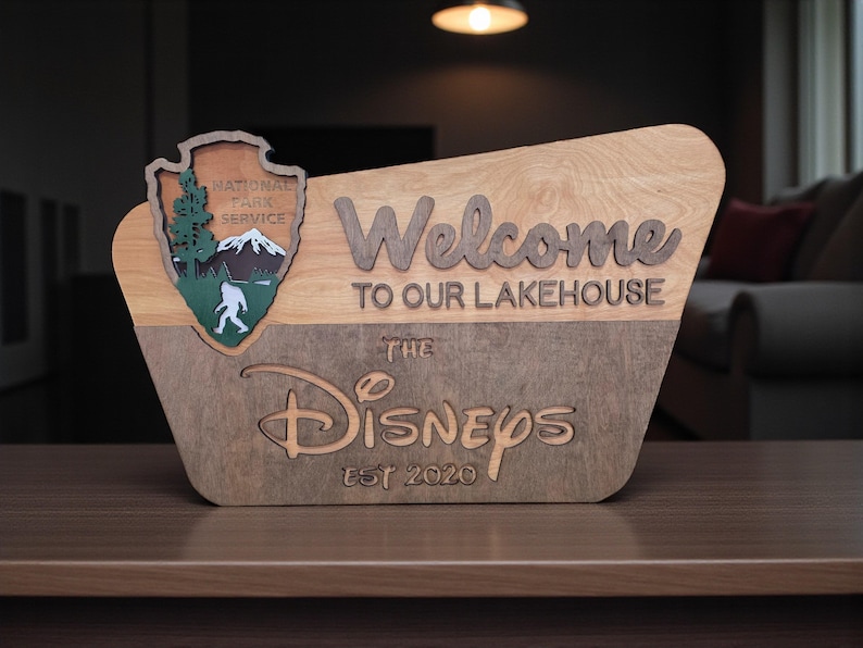 National Park Welcome Sign - family name sign, custom national park sign layered laser cut & engraved, national park wedding sign image 17