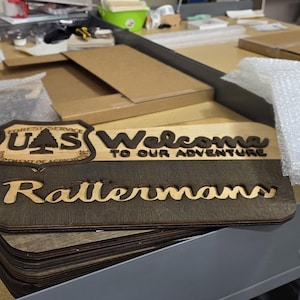 National Park Welcome Sign - family name sign, custom national park sign layered laser cut & engraved, national park wedding sign image 19