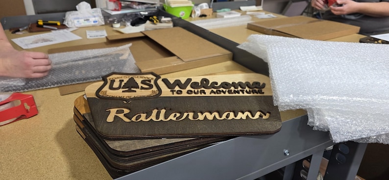 National Park Welcome Sign - family name sign, custom national park sign layered laser cut & engraved, national park wedding sign image 19