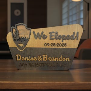 National Park Welcome Sign - family name sign, custom national park sign layered laser cut & engraved, national park wedding sign image 14