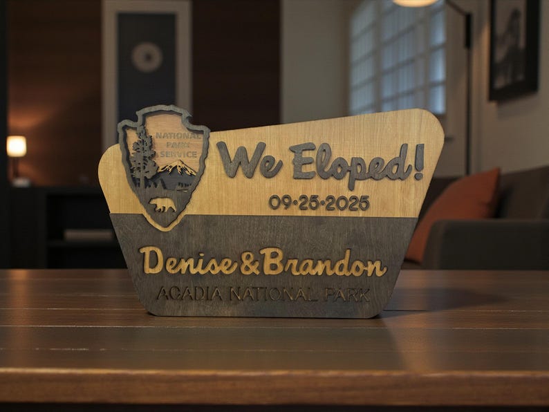 National Park Welcome Sign - family name sign, custom national park sign layered laser cut & engraved, national park wedding sign image 14