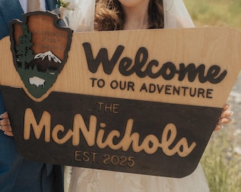 Custom Family name sign, National Park Wedding Sign, National Park Welcome Sign, National Park Sign, PNW, Classroom Sign, Teacher's Room