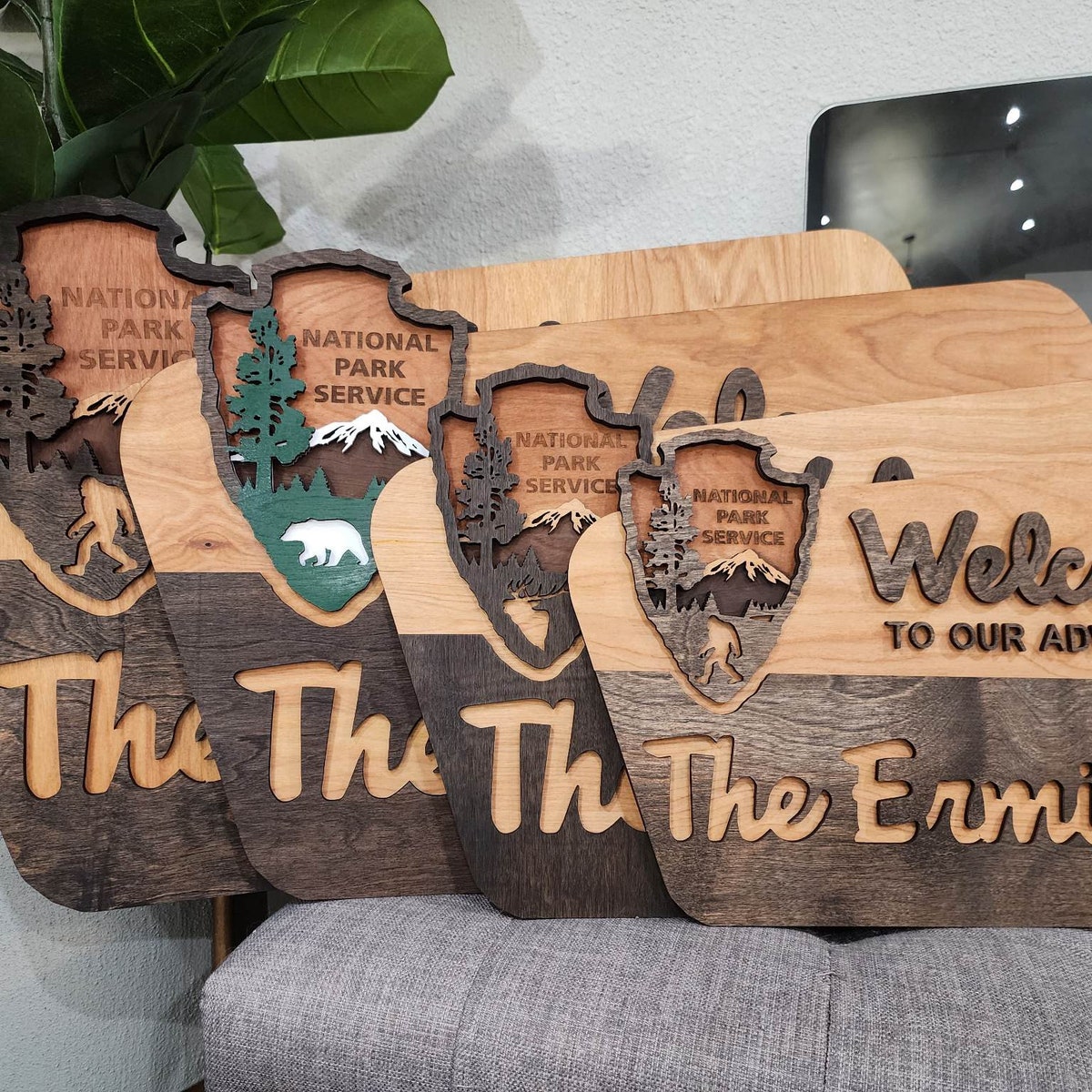 National Park Welcome Sign Family Name Sign, Custom National Park Sign Layered Laser Cut & Engraved, National Park Wedding Sign - Etsy
