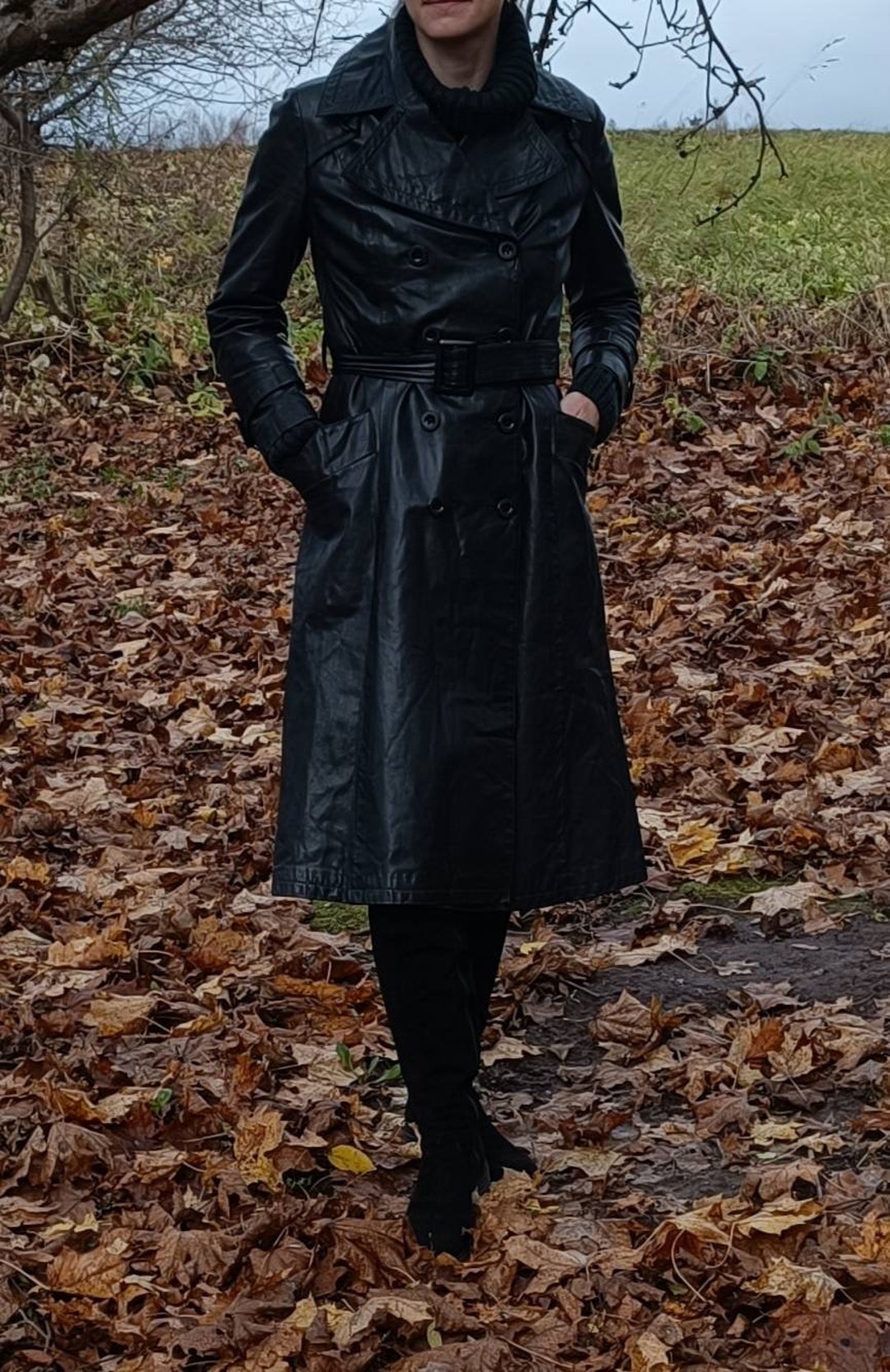 Vintage Women's Leather Trench Coat,real Leather Coat,finn