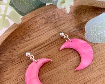 Frankie - Polymer clay moons / faux marble earrings / statement earrings / gifts for her