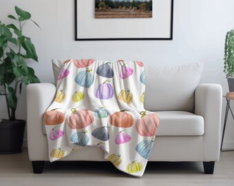 Cute Colorful Halloween Pumpkin Blanket for Fall Decor, Pumpkin Throw Blanket, Fall Vibes