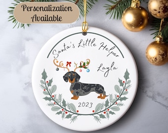 Dachshund Christmas Ornament, Personalized Dachshund Christmas Ornament