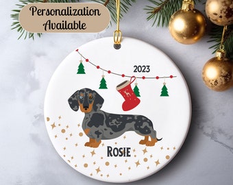 Dachshund Christmas Ornament, Personalized Dachshund Christmas Ornament
