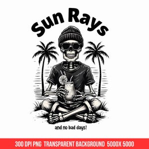 Skeleton Beach Summer Shirt PNG,Summer Skull Shirt Design,spooky surf vibes,No Bad Days png,Palm Tree Skeleton png,Beach Vibes Sublimation,