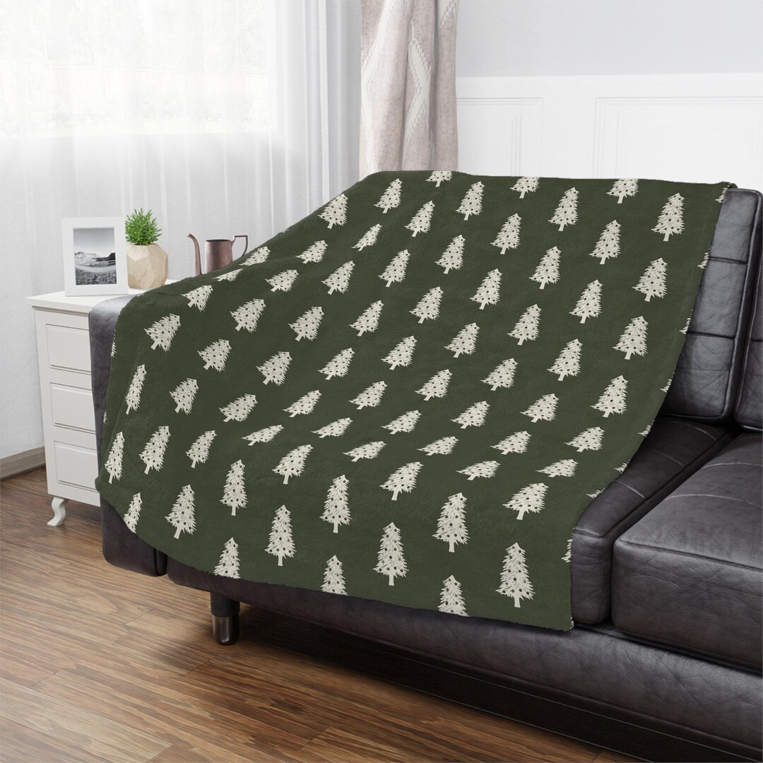 Green Blanket,couch Trow Blanket,green Christmas Tree Blanket,cozy Holiday Decor,rustic Home ...