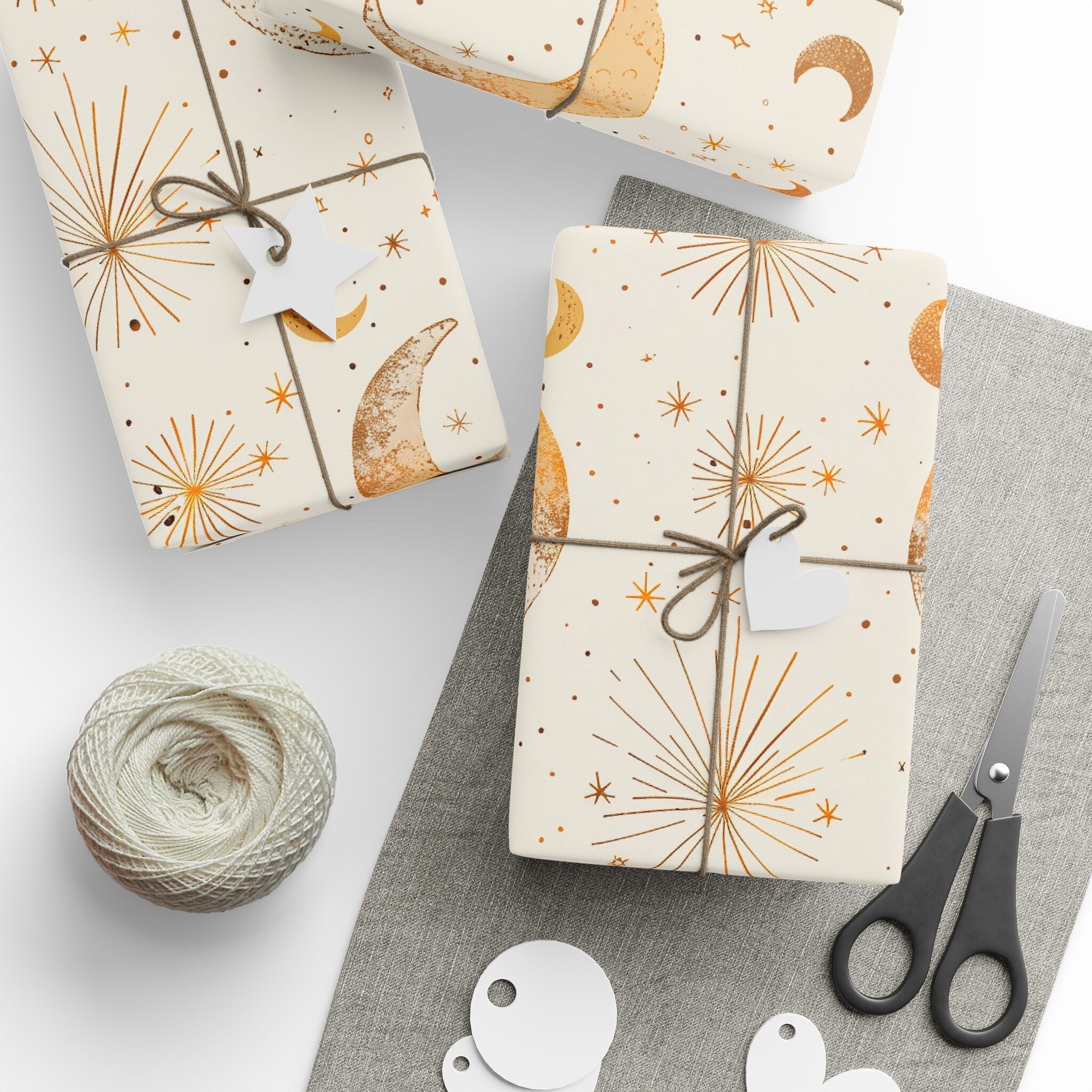 Boho Celestial Wrapping Paper, Star Moon Wrapping Paper, Mystical ...