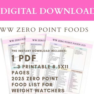 WW Zero Point Food List 2025: Weight Loss Tool (Digital Download)