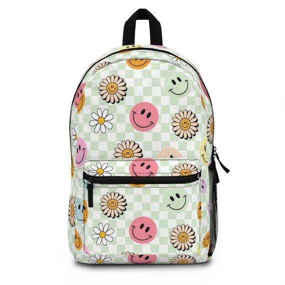Smily Face Backpack Retro Checkered Backpack y2k Backpack custom Backpack Kids trendy Backpack preppy Backpack cute Backpack girl Backpack Etsy