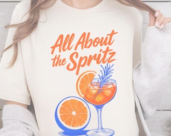 Aperol Spritz PNG: Retro Cocktail Graphic, Italian Summer Digital Download