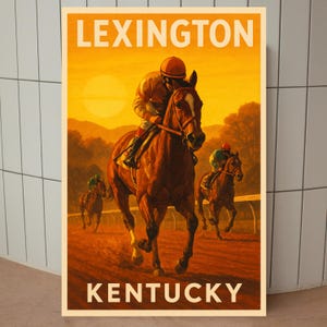 Vintage Lexington Horse Racing Art Print: Kentucky Equestrian Decor (Digital Download