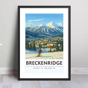 Vintage Breckenridge Ski Poster: Colorado Rocky Mountains Art (Digital Download