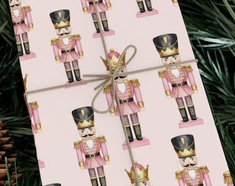 Pink Nutcracker Wrapping Paper, Ballet Christmas Gift Wrap