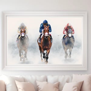 Vintage Horse Racing Art Print: Equestrian Wall Deco, Digital Download, thoroughbred racing