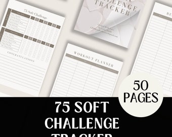 75 Soft Challenge Download, Fitness Tracker, Wellness Planner, Reading List, Health Journal Template, 75 Soft Editable Template, 50 pages