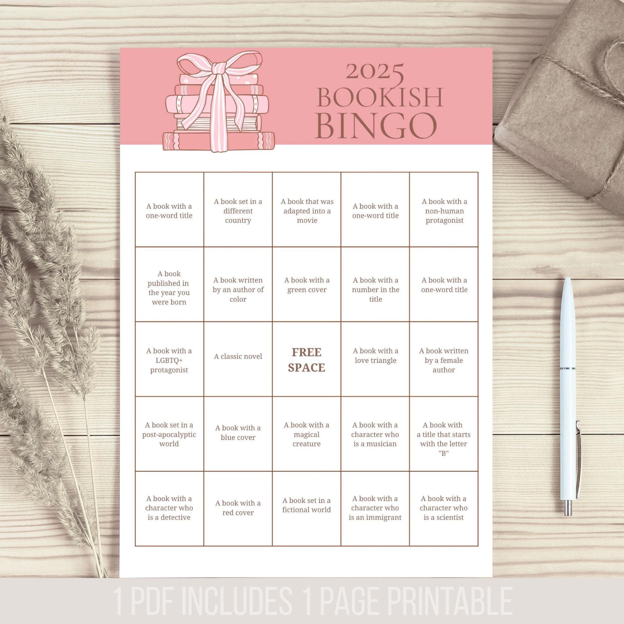2025 Bookish Bingo Printable: Reading Challenge for Book Lovers (PDF ...