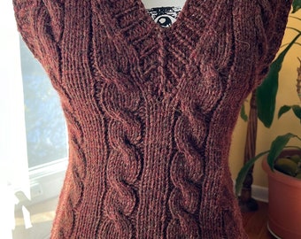 MADE TO ORDER - cable vest women’s men’s  hand knitted