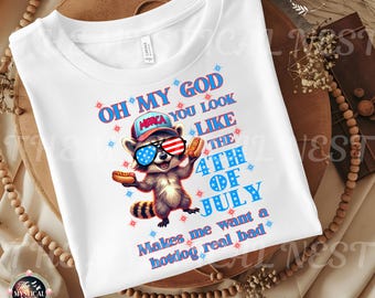 Funny 4th of July Raccoon PNG: Independence Day Sublimation (Digital Download