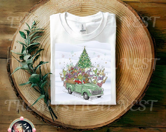 Grinch & Max Whoville Christmas Illustration Retro Truck (Digital Download)