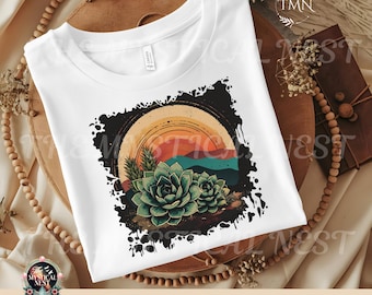Retro Cactus PNG: Printable Desert Art, Western Graphic (Digital Download)