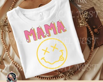 Retro-Mama-Smiley-Gesicht (PNG): Cliparts zum Thema Mutterleben (Digitaler Download)