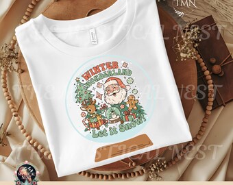 Retro Santa Snow Globe PNG, Winter Wonderland Clipart (Digital Download)