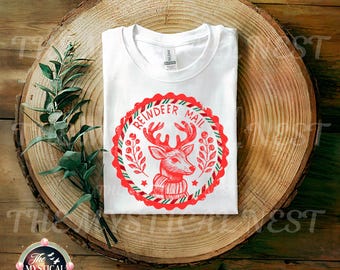 Vintage Reindeer Post Stamp PNG: Retro Christmas Clipart (Instant Download)