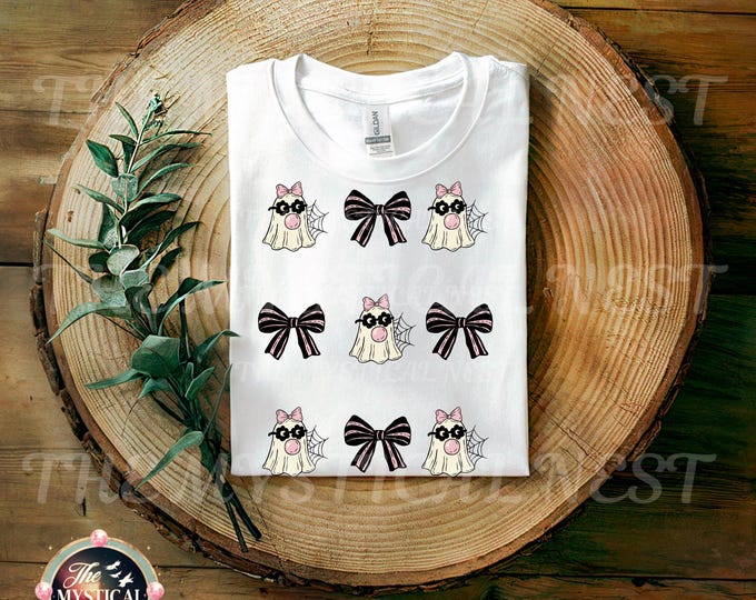 Coquette Ghost PNG, Halloween Bow Shirt Design (Digital Download)