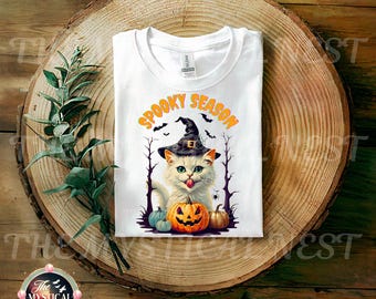 Halloween Witch Cat PNG: Spooky Season Graphic (Digital Download)