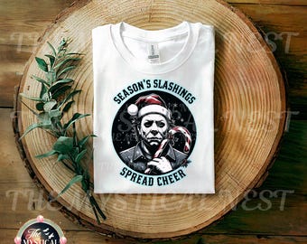 Season's Slashings PNG, Merry Creepmas, Digital Download, Christmas PNG, Halloween PNG, Christmas Horror, Creepy Christmas,