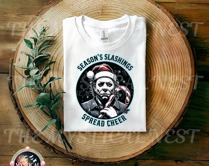 Season's Slashings PNG, Merry Creepmas, Digital Download, Christmas PNG, Halloween PNG, Christmas Horror, Creepy Christmas,