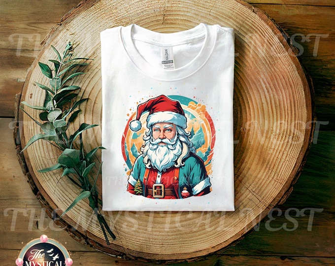 Vintage Santa Clipart PNG - Retro Christmas Design, Festive Holiday Graphics, Digital Download for Scrapbooking & Crafts
