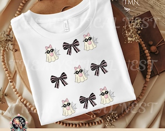 Coquette Ghost png, shirtontwerp met Halloweenstrik (digitale download)